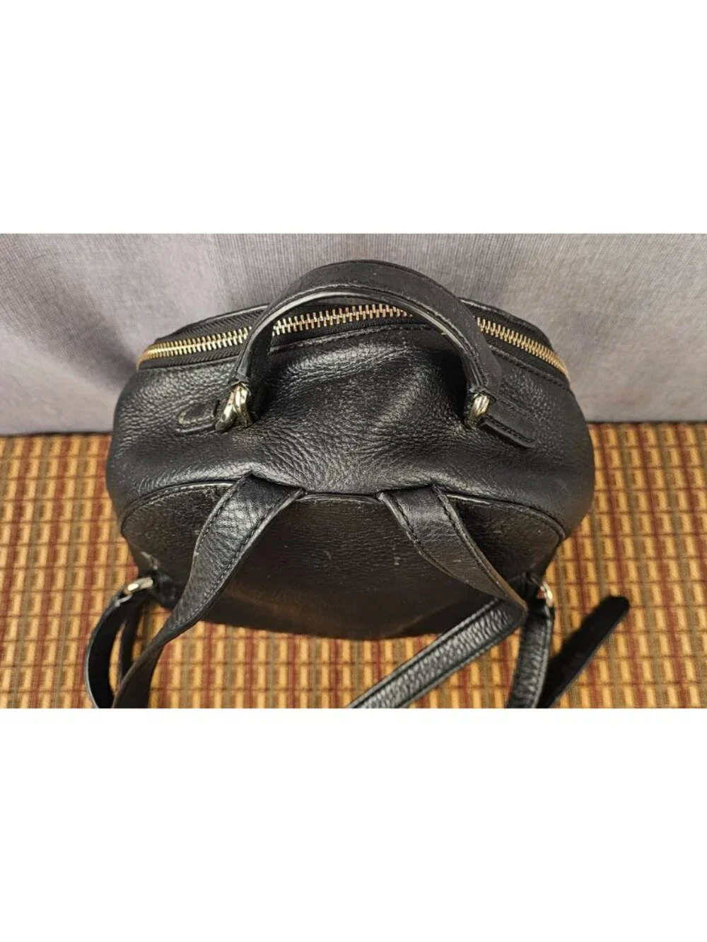 Kate Spade Pebbled Leather Mini Backpack Black Gold Hardware Adjustable Straps